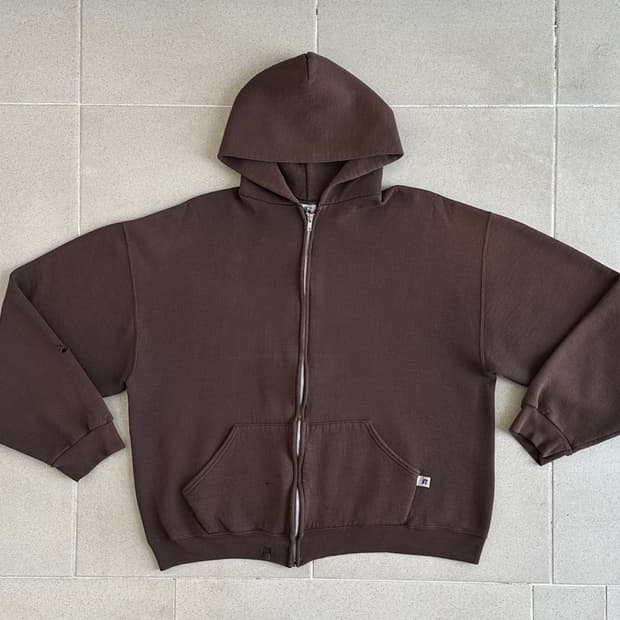 빈티지 러셀 후드집업 브라운 L