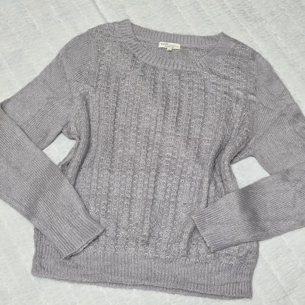 일본빈티지 earth)모리걸st 글리터 로맨틱 케이블니트스웨터