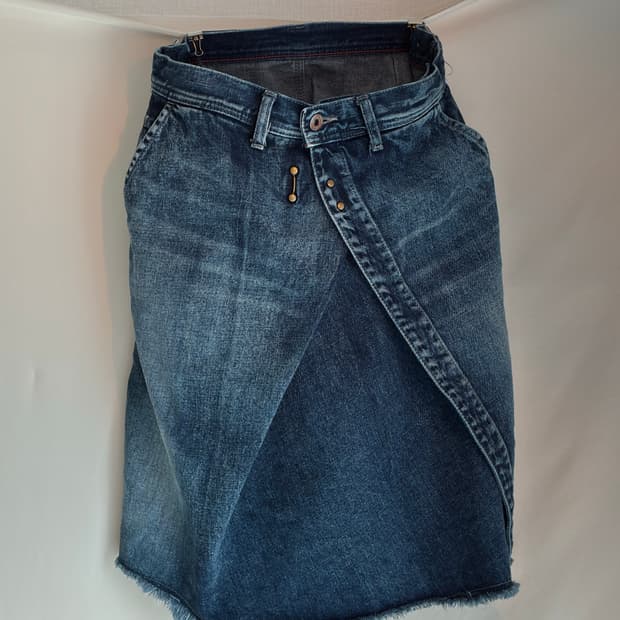 deep blue 인디고 데님 카펜터 랩 스커트