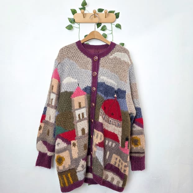 마을 그림 가디건