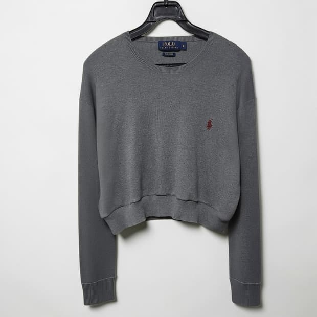 여성프리 POLO 폴로 랄프로렌 크롭 니트 그레이