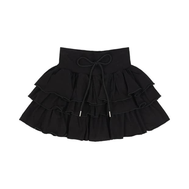  팬시클럽 퍼프 스웻 캉캉 미니 스커트 블랙 