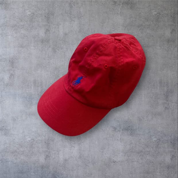 폴로 랄프로렌 레드 컬러 포니 로고 볼캡