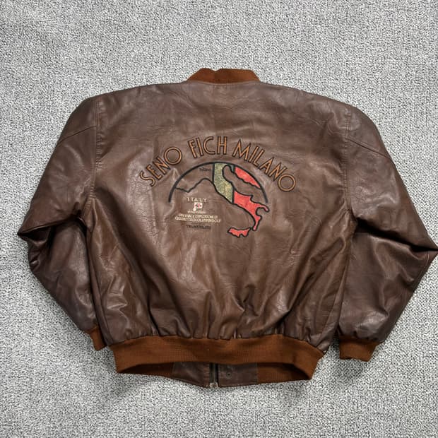 빈티지 세노 피치 밀라노 빅로고 Genuine Leather 자켓