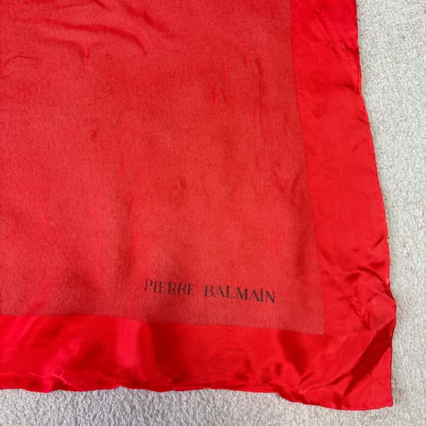 [정품] 피에르 발망 빈티지 레드 실크 스카프