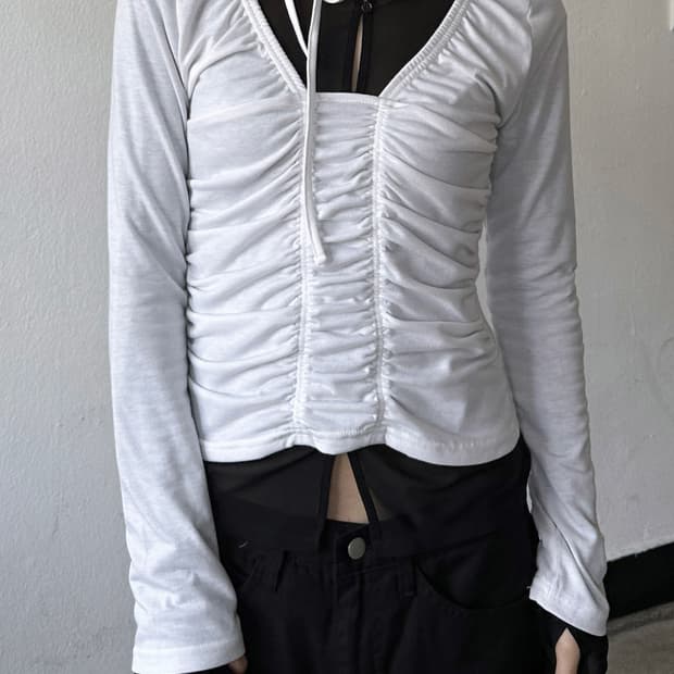 우화 shirring strap sleeve 