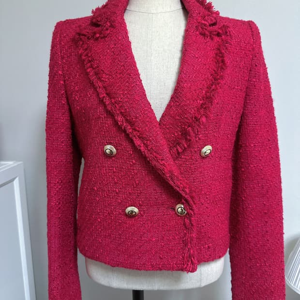 Zara 체리핑크 트위드 자켓
