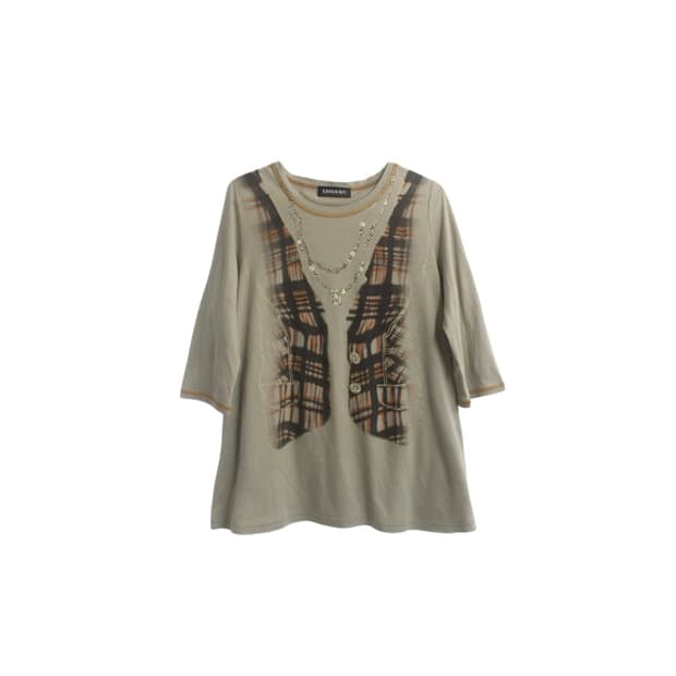 (Kansai bis)Printed check-vest sleeve
