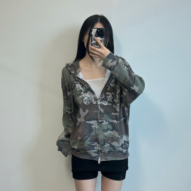 SUADE 써멀 카모 후드 집업