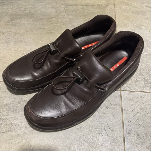 Prada string loafers brown