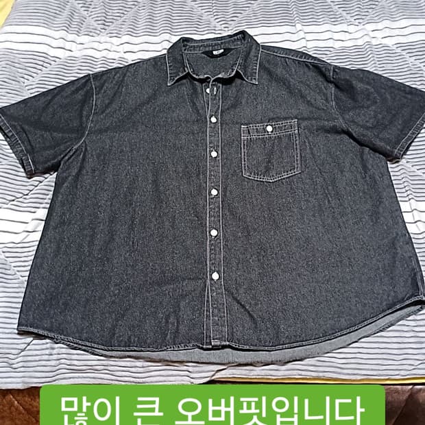 트릴리온 오버핏 반팔데님남방 L 가슴71 기장77