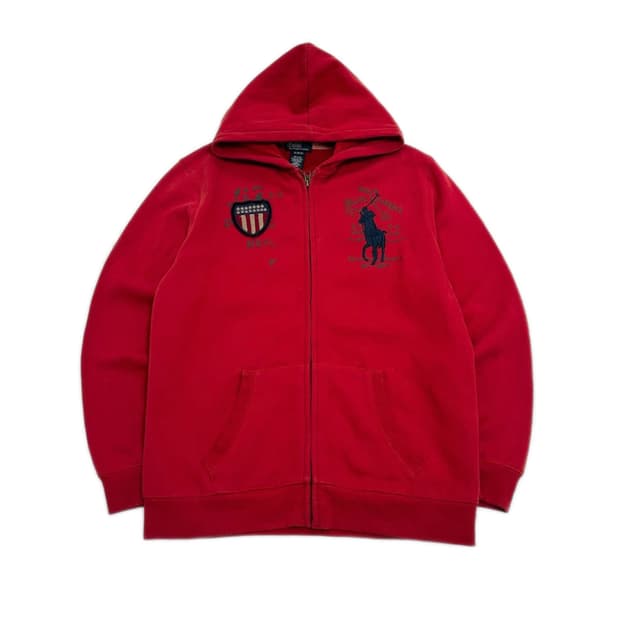 🔥대대장 폴로 랄프로렌 빅포니 성조기 레드 후드집업🔥