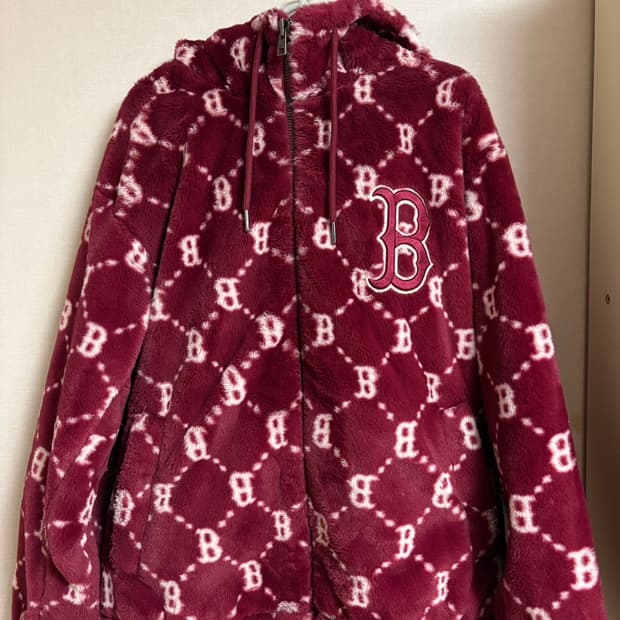 MLB 모노그램 보아 플리스 후드 점퍼(보스턴 레드삭스) L