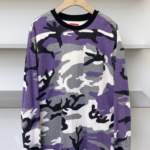 슈프림 16fw퍼플 카모 롱슬리브 티셔츠