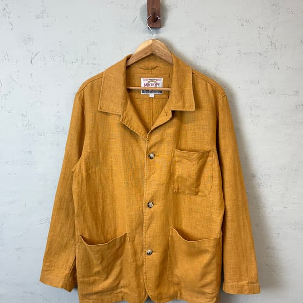 맥호프 90s 머스타드 린넨 셔츠 자켓