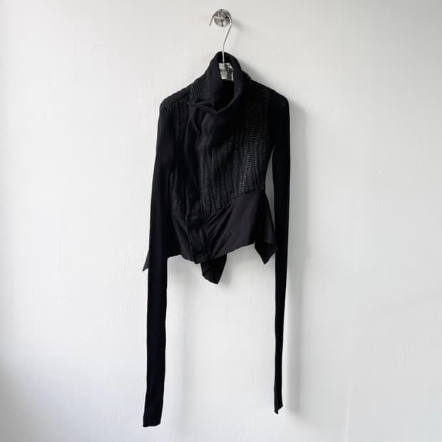 릭오웬스 블랙 다이애거널 라인 메쉬 자켓