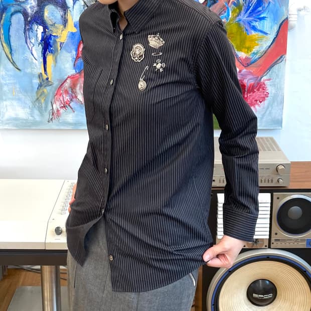 [34] 발망 크리스토프 데카르넹 2011SS 스트라이프 뱃지 셔츠