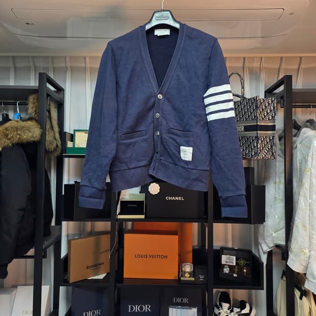 {클로젯}[2][오케이몰 정품]톰브라운 네이비 코튼 가디건