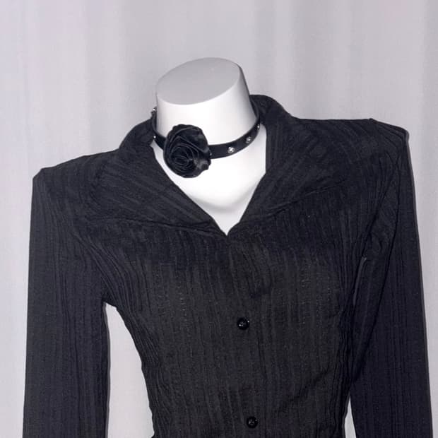 나나 블랙 장미 벨트 초커 일본 갸루 펑크 st