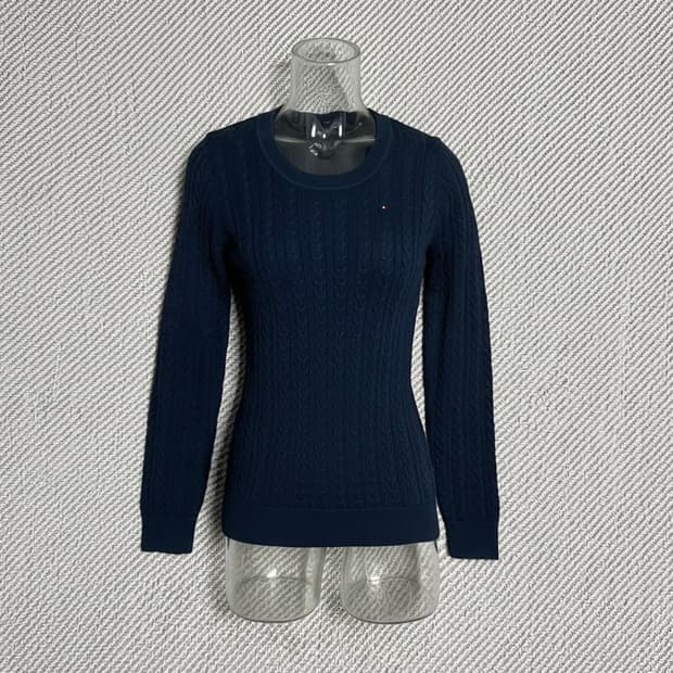 [S] Tommy 타미힐피거 우먼즈 네이비 케이블 라운드 니트