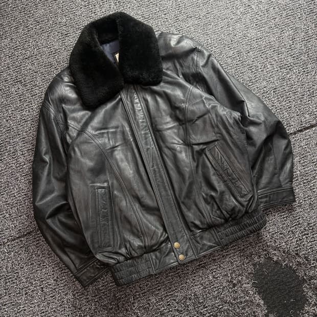 빈티지 아카이브 양가죽 램스킨 봄버 레더 자켓 3617