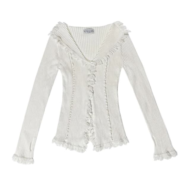 뉴얼린 보헤미안 태슬 니트 가디건 아이보리