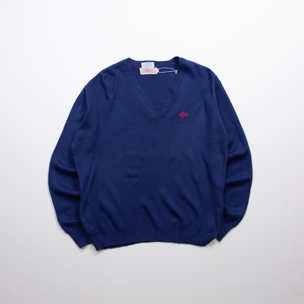 80s IZOD 라코스테 아크릴 브이넥 니트 네이비