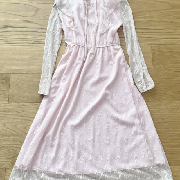 핑크 음표 원피스 위시코어 