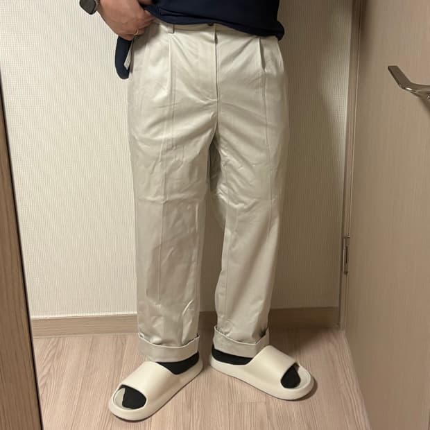 정품 브룩스브라더스 투턱 베이지 치노팬츠 롤업 트라우저 면바지 32인치