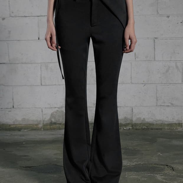  [BOHEMSEO] WAIST BELTED BOOTS CUT PANTS