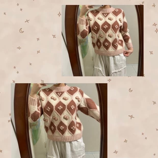 카라멜 딸기우유 니트