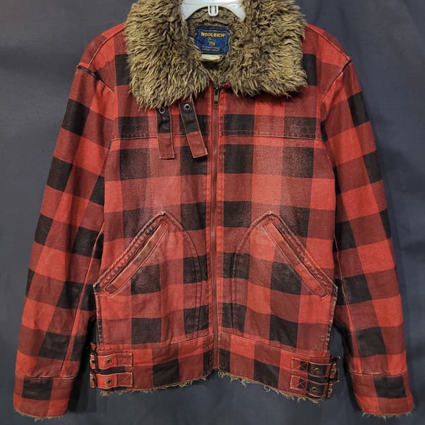 Woolrich 울리치 90s 초빈티지 타탄체크 펑크 쉐르파 워크자켓