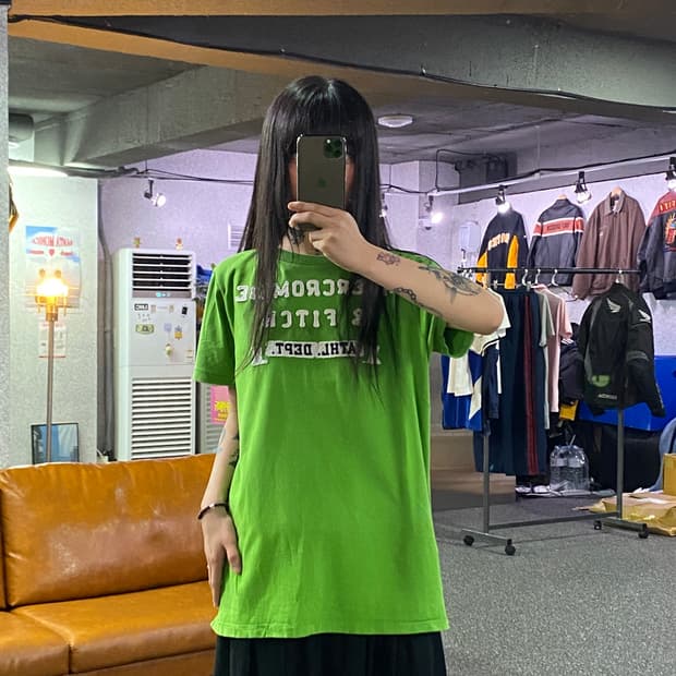 아베크롬비 패치로고 y2k 그린 오버핏 반팔 B5583