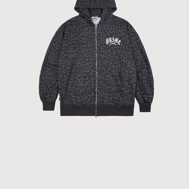 프라임멤버스 레오파드 후드 집업 세트