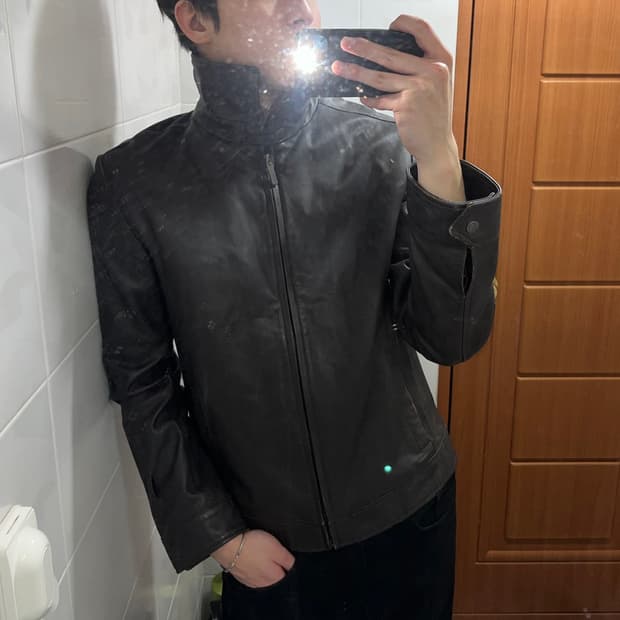 Get used 하이넥 양가죽 레더 자켓