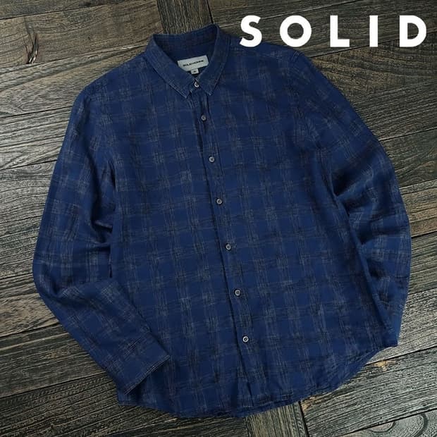 [솔리드 옴므] 체크 셔츠 네이비 P01532