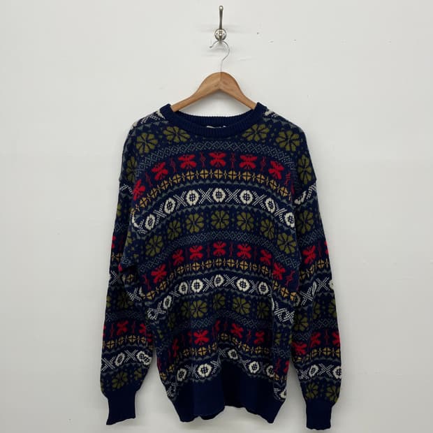 핸드메이드 빈티지 패턴 니트 남녀공용 2XL