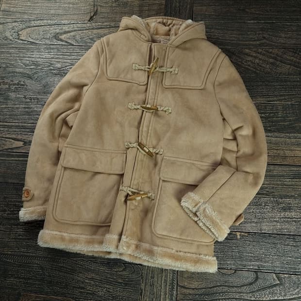 [일본빈티지] 안감 퍼 스웨이드 토글 후드 더플 코트 M18306