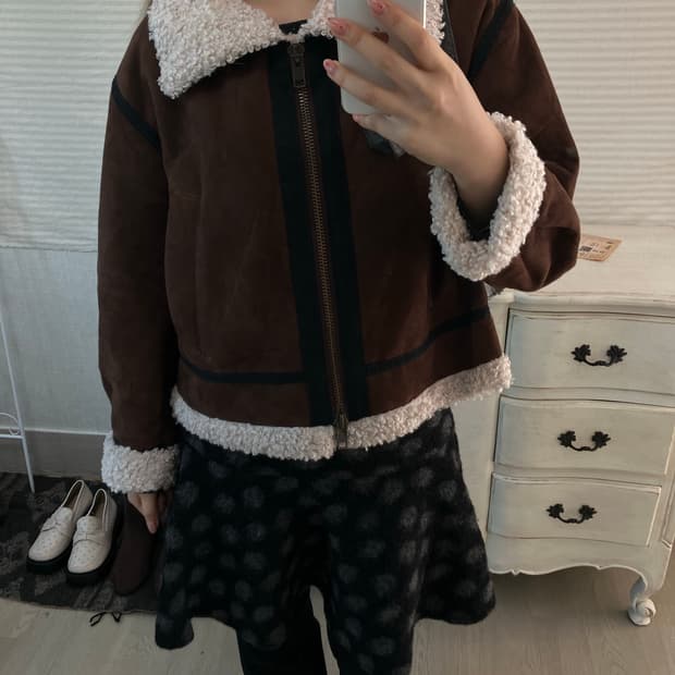 jpn vintage 브라운 무스탕 점퍼