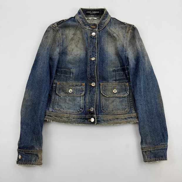 돌체앤가바나 워싱 크롭 데님자켓