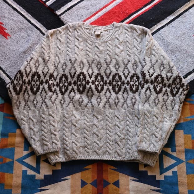 엘엘빈 80s 패어아일 믹스 피셔맨 니트