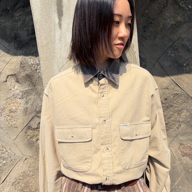 Guess Jeans 코듀로이 카라 베이지 셔츠