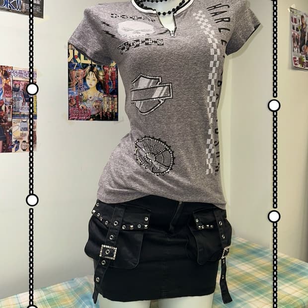 Cubic Detail Gray Slim T-shirt 