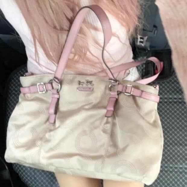 빈티지 코치 매디슨 도티드 옵아트 캐리올 백 핑크 y2k 갸루 히메