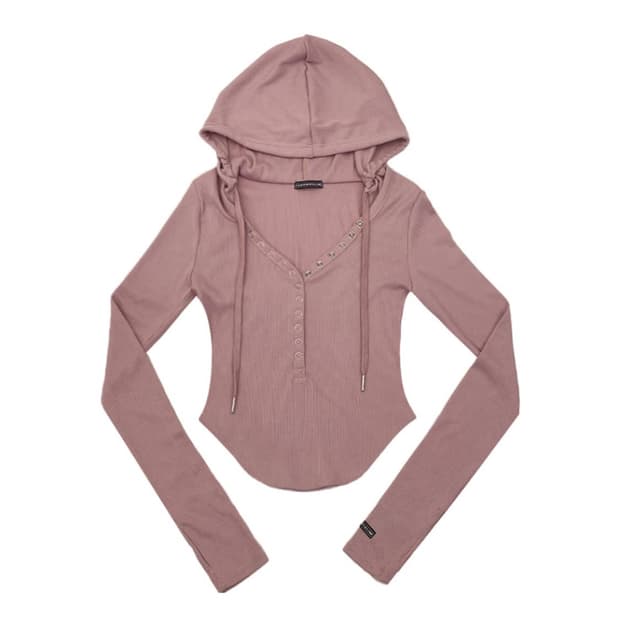 플리즈노팔로우 조이 후드 탑 핑크