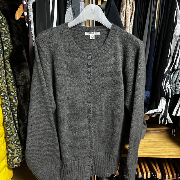 파르티멘토 와이드 리브 버튼업 니트 가디건