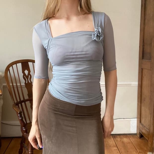 Vintage 스퀘어넥 코르사주 탑