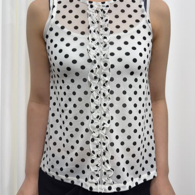 comme ca du mode dot frill sleeveless