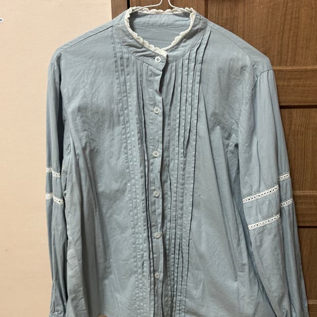 ☁️ 맑은 하늘을 닮은, 일본 수입 레이스 핀턱 모리걸 셔츠