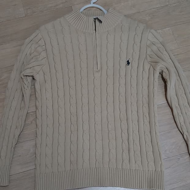 폴로 반집업 꽈배기 니트 베이지 s사이즈